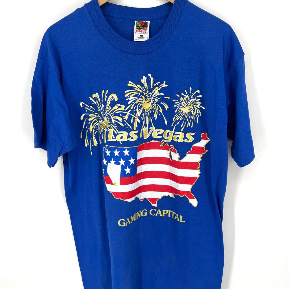 Vintage Las Vegas Gaming Capital July 4th America Patriotic T Shirt Size L